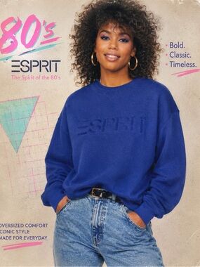 Esprit Women's Blue Embossed Logo xxl Sweater